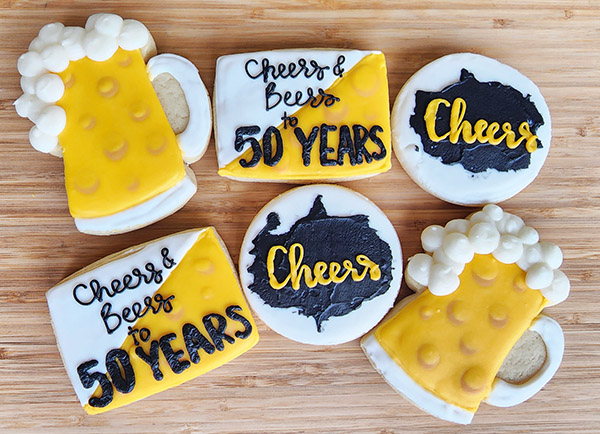 Cheers and beers 2024 themed sugar cookies